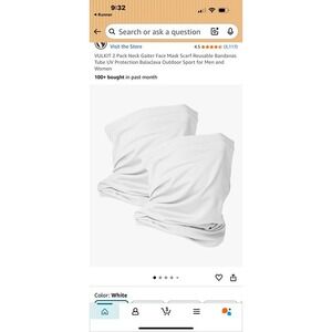 White Gaiter face mask scarf reuseable bandana tube